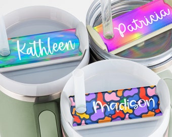 Stanley Name Tag Glitter Personalized Name Plate for Stanley Tumblers Customized Acrylic Name Plate for Stanley Lids Gift for Her, Mom