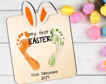 My First Easter Sign, Some Bunny Loves You, Kids Milestones, Footprint Sign, Easter for Kids, Easter DIY, First Easter Foot Print