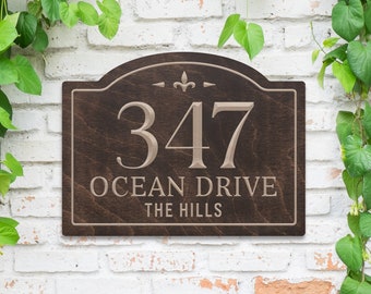 House Number Sign Address Number Sign Engraved, Address Sign with Street Name - Modern Address Numbers, Personalized House Number Sign