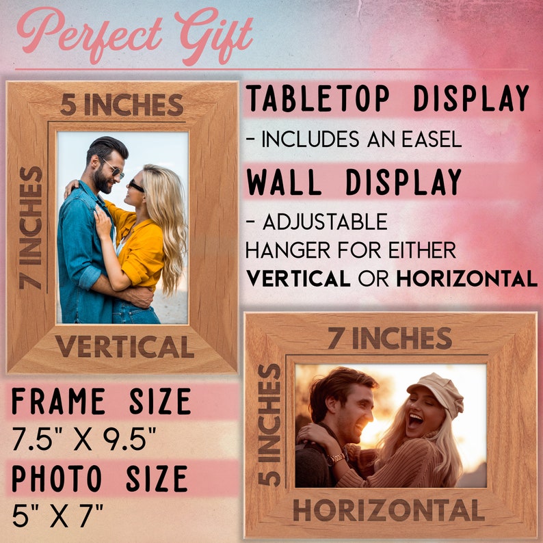 Personalized Photo Frame Wedding Engagement Photo Frame Valentine/'s Day Gift for Couple Newlywed Anniversary gift for her Wood Picture Frame