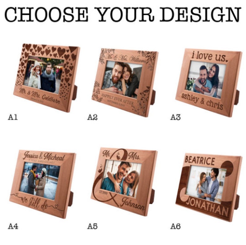 Personalized Photo Frame Wedding Engagement Photo Frame Valentine/'s Day Gift for Couple Newlywed Anniversary gift for her Wood Picture Frame