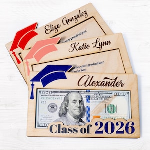 Class of 2026 Gift, Personalized Graduation Money Holder, Graduation Cash Holder, Gift for Graduate Student, High School Senior Gift