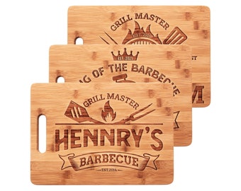 Dad Cutting Board Personalized, Custom Gifts from Daughter, Kids, Dad Gifts, Bamboo Cutting Board for Grill Master, King of The Grill