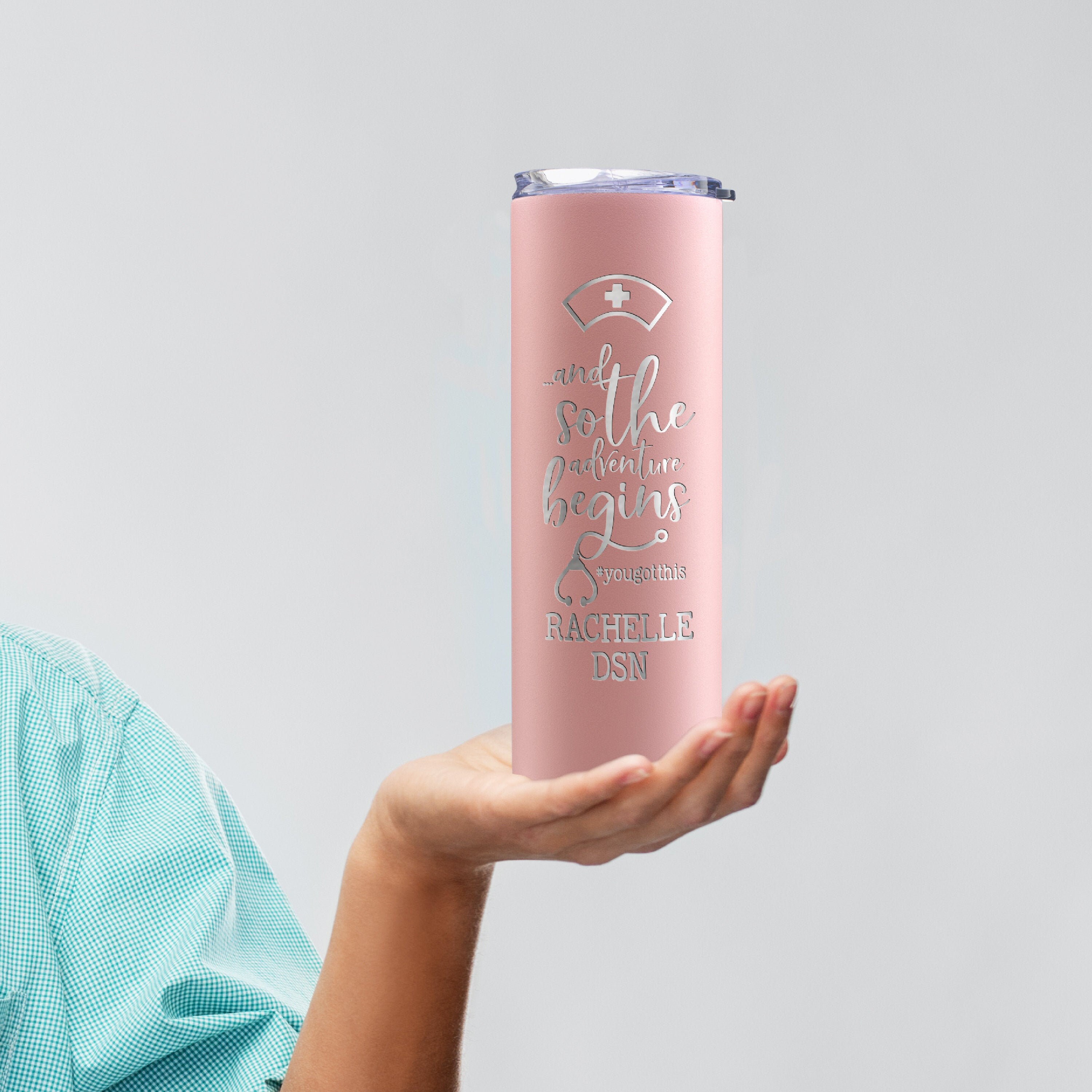 Skinny Tumbler with Straw, 20oz, Nurse