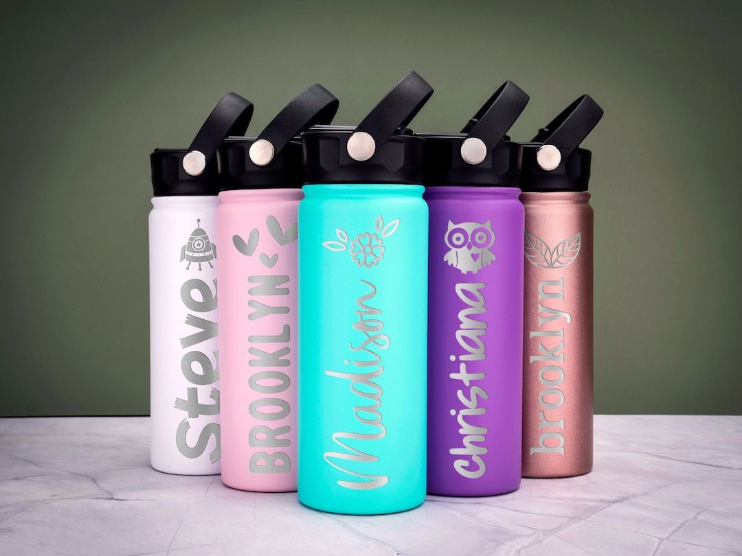 Personalized Kid Water Bottle, Back to School Gifts for Kids, Custom Laser Engraved Bottles