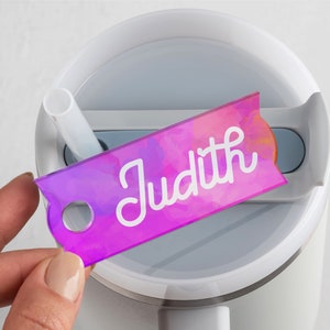 Stanley Name Tag Glitter Personalized Name Plate for Stanley Tumblers Customized Acrylic Name Plate for Stanley Lids Gift for Her, Mom