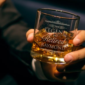 Retirement Glass Retirement Gifts for Men, Engraved Retirement Crystal Whiskey Glass ...