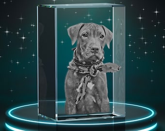 Pet Memorial Gift • Pet Loss Gift • Personalized Pet 3D Engraved Crystal Photo • Dog Loss Gift • Pet Bereavement Gift • Pet Sympathy Gift