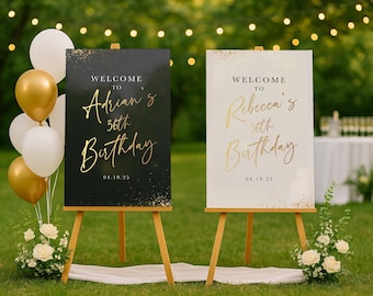 Birthday Welcome Sign, Custom Men's Birthday Party Welcome Sign, Aged to Perfection Sign, Cheers to 50 Sign, Woman Birthday Sign