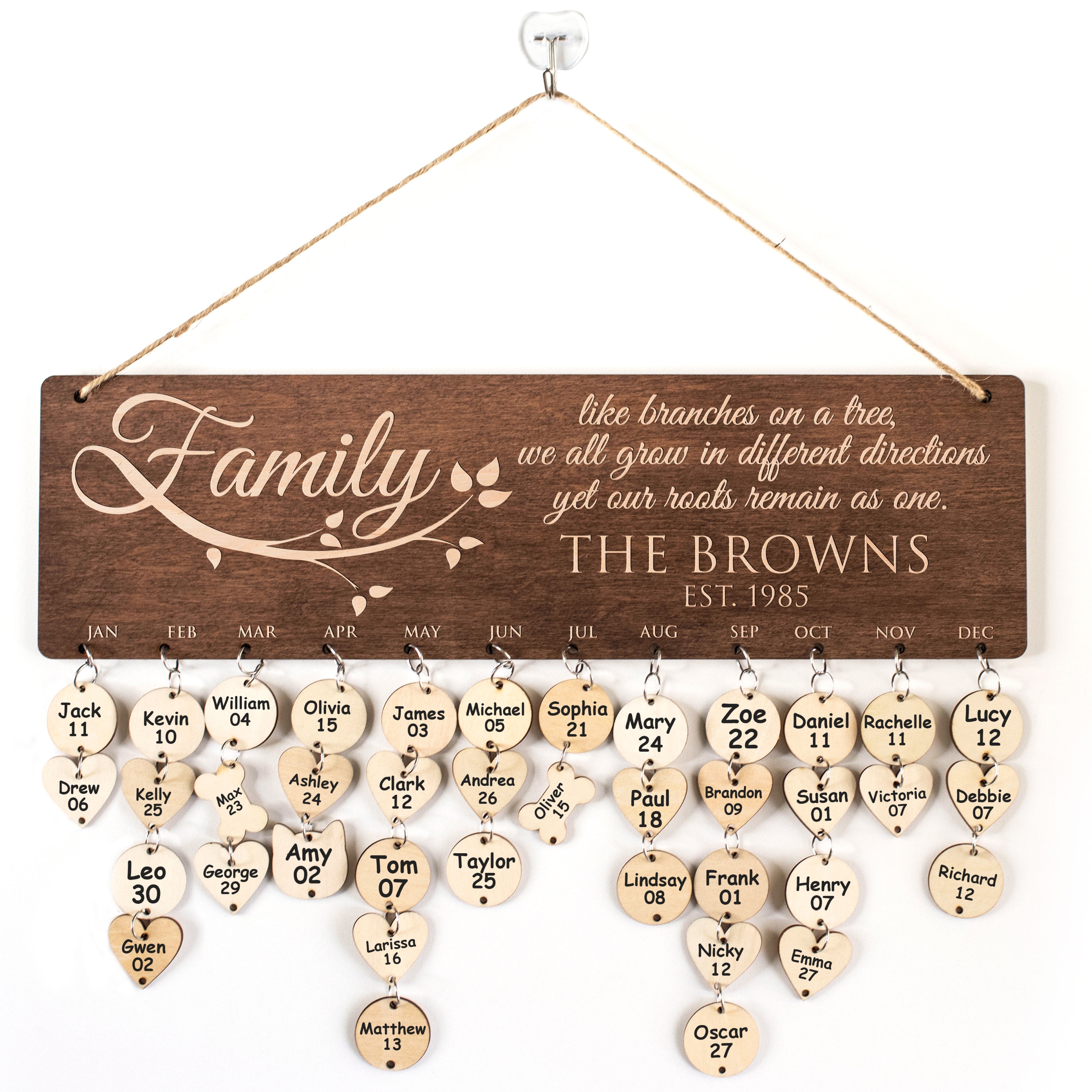 Wood Family Calendar Personalized Family Birthday Calendar Personaliz…