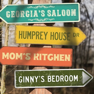 Custom Street Sign, Metal Street Sign, Personalized Street Sign, Make Your Own Street Sign, House Sign, Vintage Name Sign, Left, Right Arrow