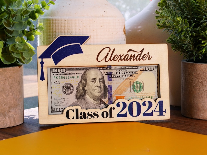 Graduation Money Holder Personalized, Graduation Gift, Class of 2024, High School Graduation, Gift for Graduates, High School Senior image 1