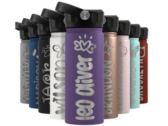 Personalized Kid Water Bottle, Back to School Gifts for Kids, Custom Laser Engraved Bottles, 18oz Water Bottle Personalized Water Bottle