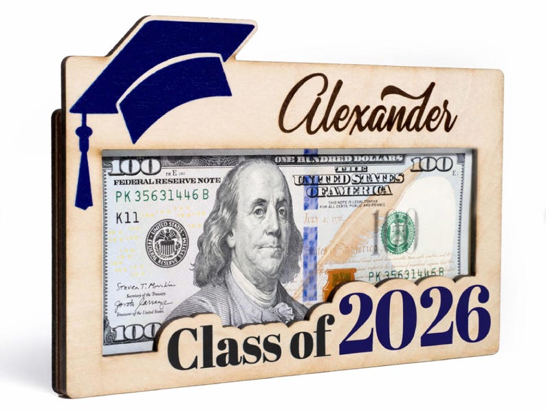 Class of 2026 Gift, Personalized Graduation Money Holder, Graduation Cash Holder, Gift for Graduate Student, High School Senior Gift image 3