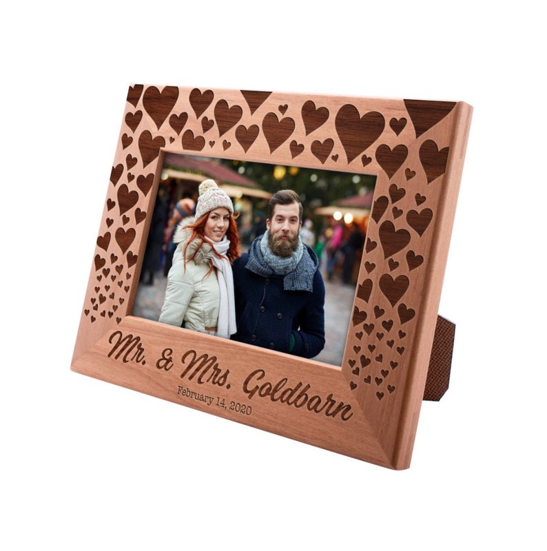 Personalized Photo Frame Wedding Engagement Photo Frame Valentine/'s Day Gift for Couple Newlywed Anniversary gift for her Wood Picture Frame