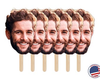 Face on a Stick, Bachelorette Party Face on Stick, Big Head on a Stick, Groomsmen Gifts, Face Fans, Bachelor Party, Heads on a Stick