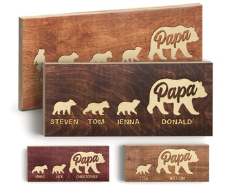 Personalized Gifts for Dad, Dad Sign, Dad Gifts from Daughter, Gift from Kids, Dad Wood Sign, Sign with Names, Papa Bear Sign