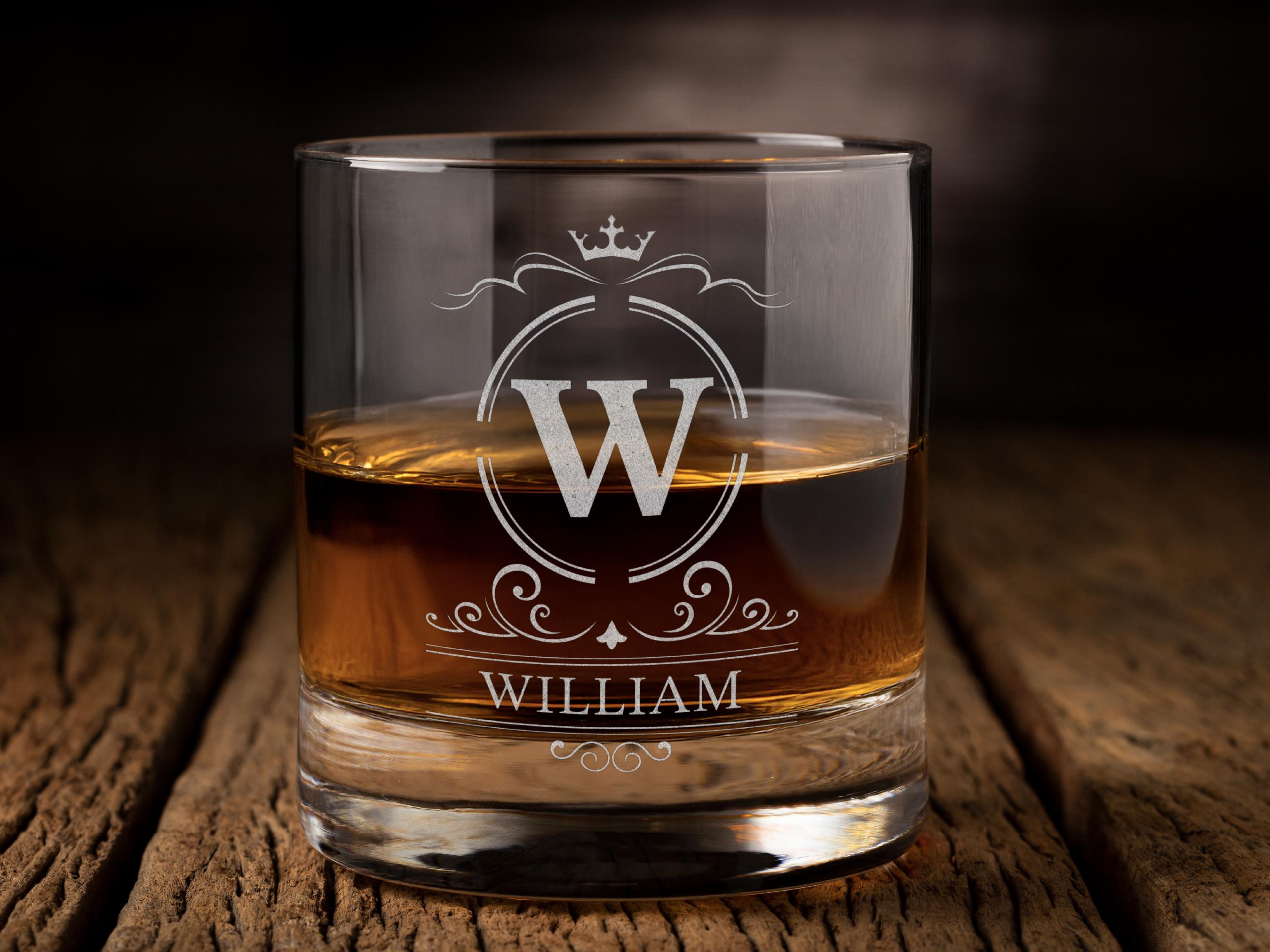 Personalized Engraved Whiskey Glass, Custom Initial Rock Glass for Dad ...