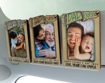 Car Visor Clip, Personalized Father's Day Gift Picture Frame, Custom Photo Father's Day Frame, Gift for Dad Gift for Grandpa Fathers Day