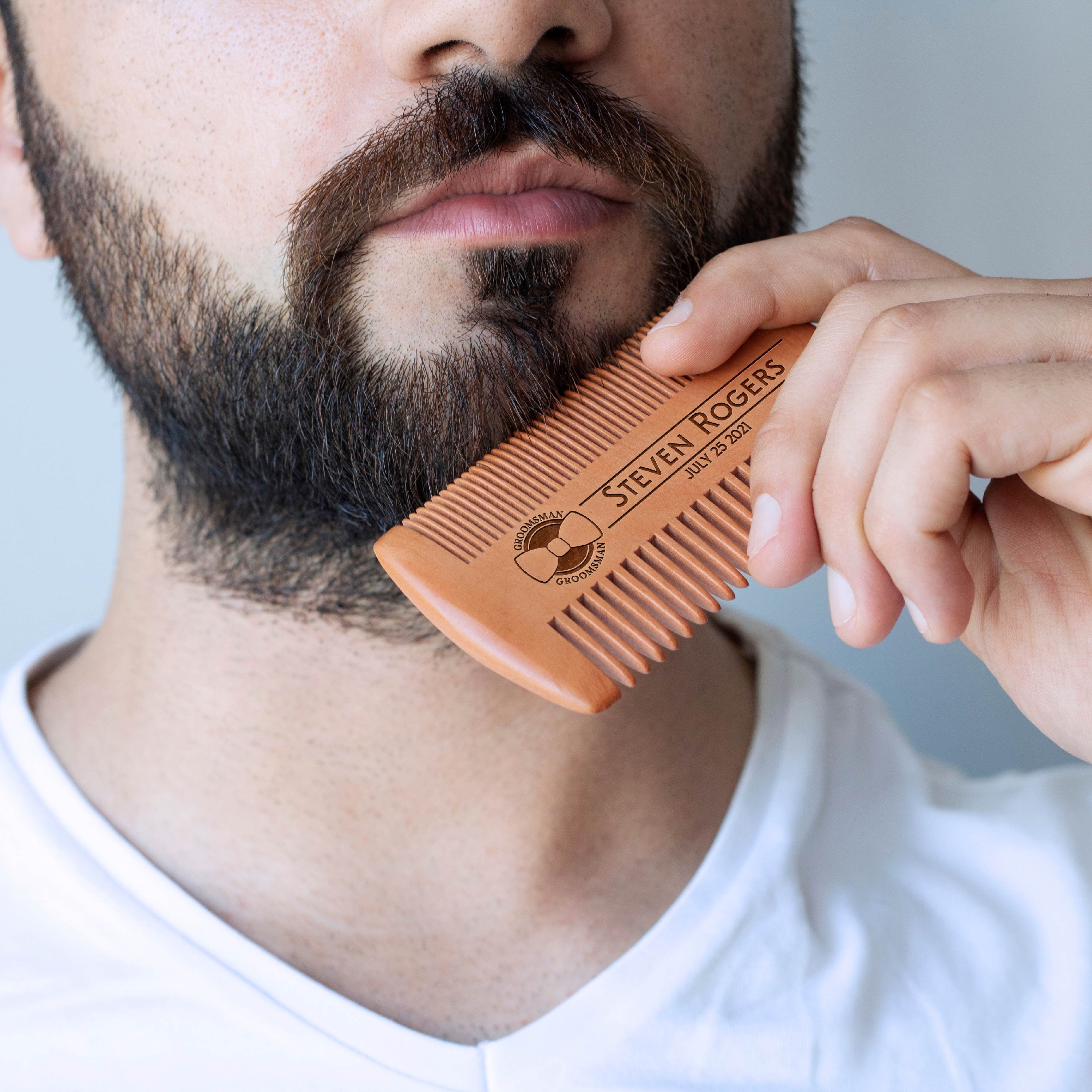 Wooden Beard Comb Personalized Beard Comb Father's day Etsy