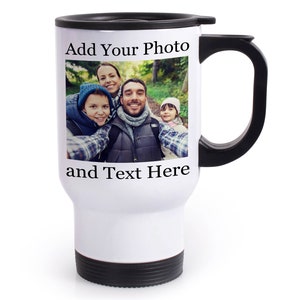 Personalized Photo Travel Mug with Handle, Custom Coffee Tumbler, Insulated Tumbler, Tumbler with Picture, Travel Tumbler