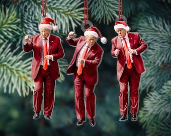 Trump Dancing Ornament, Christmas Trump Acrylic Hanging Ornament, Trump Ornaments, Trump Christmas Ornaments, Christmas Tree Ornaments