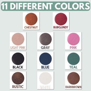 Pu&ograve; includere: Un grafico che mostra 11 colori diversi di pelle. I colori sono: castano, bordeaux, rosa chiaro, grigio, rosa, nero, blu, verde acqua, rustico, bianco e marrone scuro.