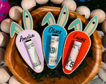 Bunny Money Holder, Personalized Easter Money Holder, Custom Name Money Holder for Gift, Easter Basket Stuffers, Kids Easter Cash Gift