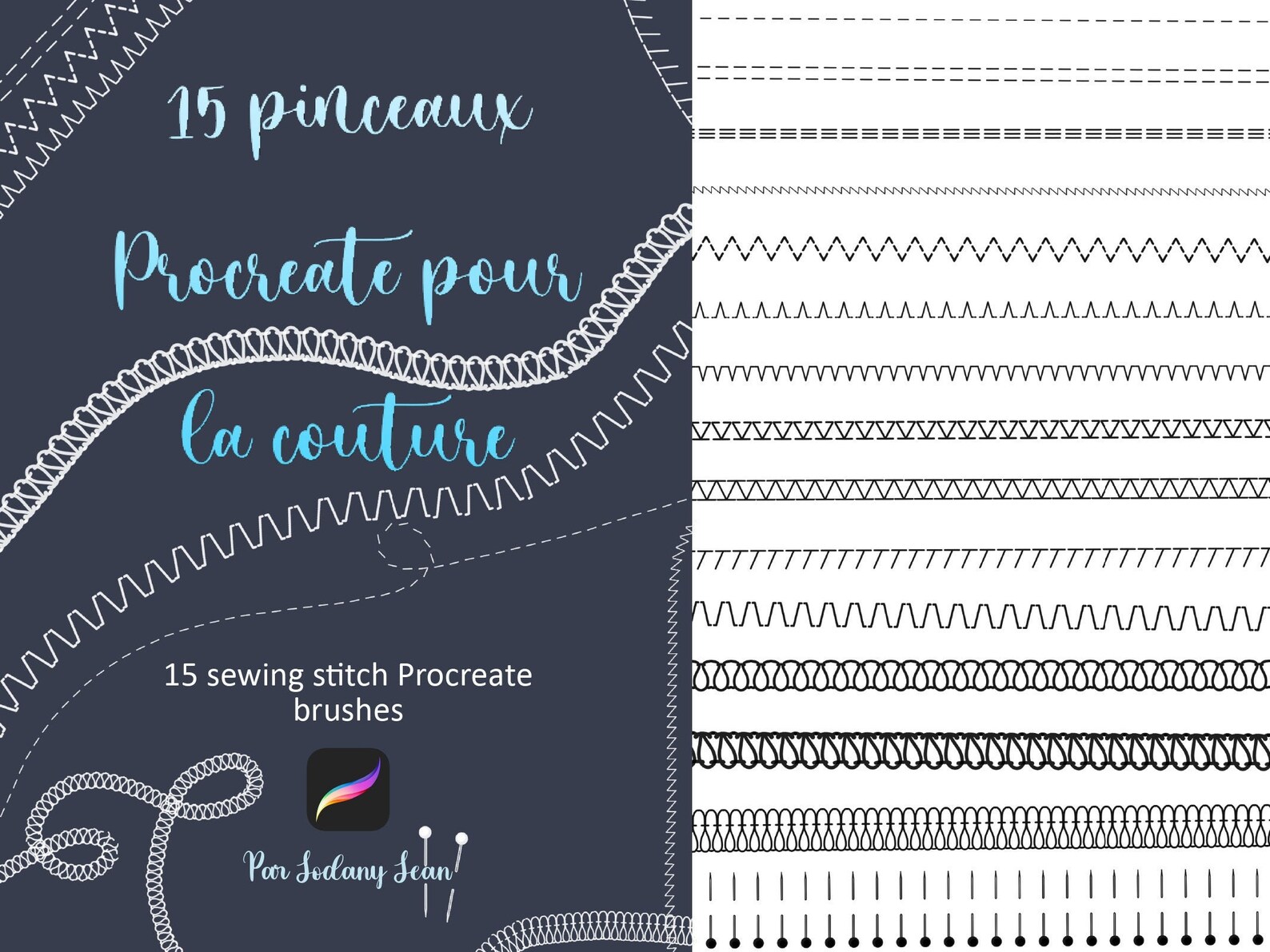 15 stitch Procreate brushes for sewing fashion creations Etsy