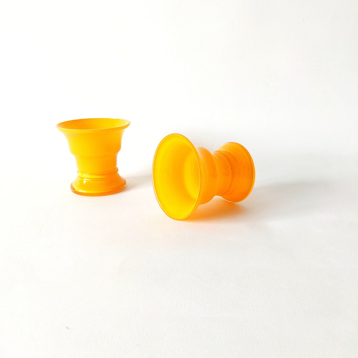 Two Yellow Glass Cups Glass Vases Etsy