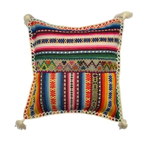 Peruvian Vintage Manta Cushion Cover, 45cm x 45cm (18&quot;), Handwoven Andean Pillow Case