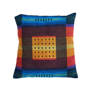 Sri Lankaanse Dumbara-kussensloop | Inheems handgeweven thalagune-kussen | Traditionele kleurrijke kunst | 40 x 40 cm (16 x 16&quot;) Woondecoratie