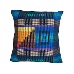 Sri Lankaanse Dumbara-kussensloop | Inheems handgeweven thalagune-kussen | Traditionele kleurrijke kunst | 40 x 40 cm (16 x 16&quot;) Woondecoratie