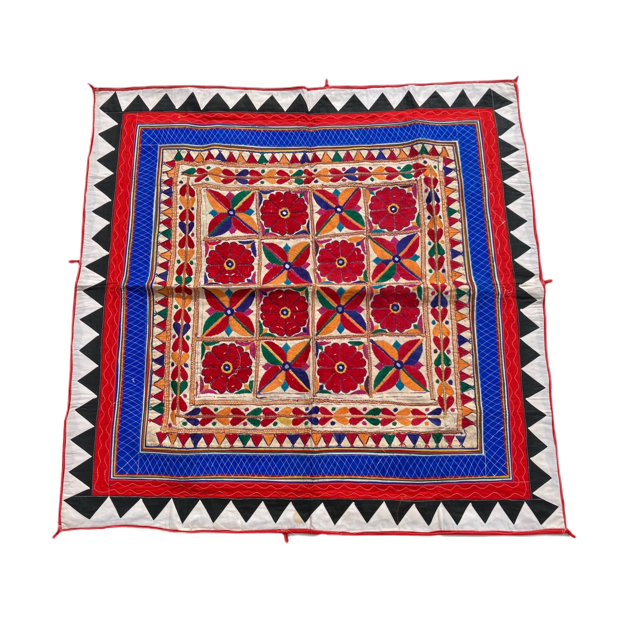 Tapis Artisanal Indien En Coton - 3.9 X 2.6 Pieds, Motif éléphant, Vintage, Occasion