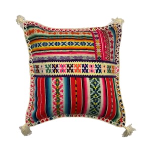 Peruvian Vintage Manta Cushion Cover, 45cm x 45cm (18&quot;), Handwoven Andean Pillow Case