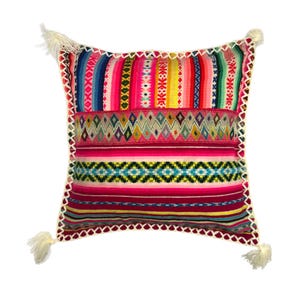 Peruvian Vintage Manta Cushion Cover, 45cm x 45cm (18&quot;), Handwoven Andean Pillow Case