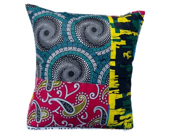 Kitenge Cushion Cover, 45cm x 45cm (18" x 18"), Kenya Wax Print East African Pillow Case