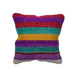 Peruvian Frazada Handwoven 45cm x 45cm (18&quot;) Cushion Cover, Vintage Wool Pillow Case