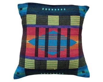 Sri Lankan Dumbara Pillow Cover | Indigenous Thalagune Hand-Woven Cushion | Traditional Colourful Art | 40x40cm (16x16&quot;) Home Decor