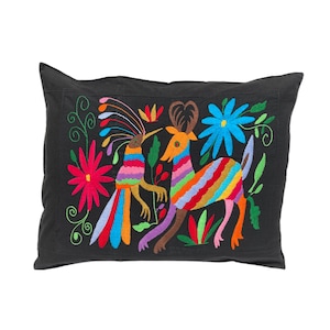 Mexican Otomi Tenango Cushion Cover, 23&quot; x 19&quot;, Hand Embroidered in Mexico