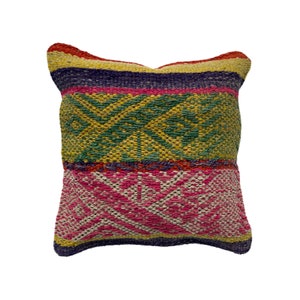 Vintage Peru Frazada Cushion Cover, 45cm x 45cm (18&quot;), Handwoven Andean Sheep&#39;s Wool Pillow Case