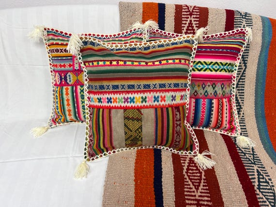 Vintage Patchwork Peruvian Manta Cushion Cover, 45cm X 45cm (18
