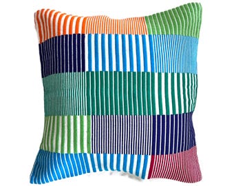 Sri Lankan Dumbara Pillow Cover | Indigenous Thalagune Hand-Woven Cushion | Traditional Textile Art | 40x40cm (16x16&quot;) Home Decor