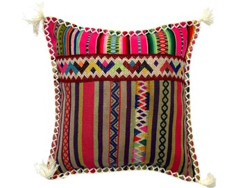 Peruvian Vintage Manta Cushion Cover, 45cm x 45cm (18"), Handwoven Andean Pillow Case