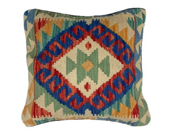 Handwoven Afghan Chobi Kilim Carpet Cushion Cover, 48cm X 48cm, 19 X 19 ...