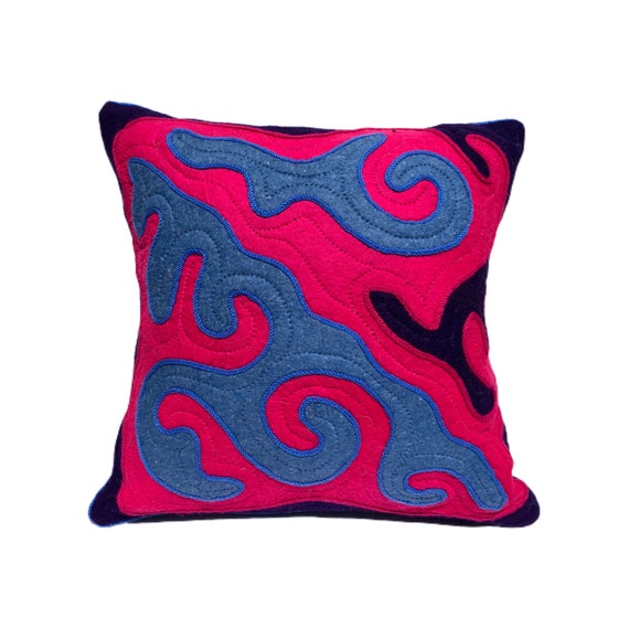 Colourful Kyrgyzstan Handmade Felt Shyrdak Cushion Cover 45cm X