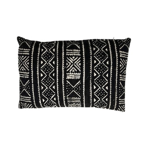 Bogolan Mali Mudcloth Lumbar Cushion Cover, 40cm x 60cm (16”x24”), African Handmade Pillow Case