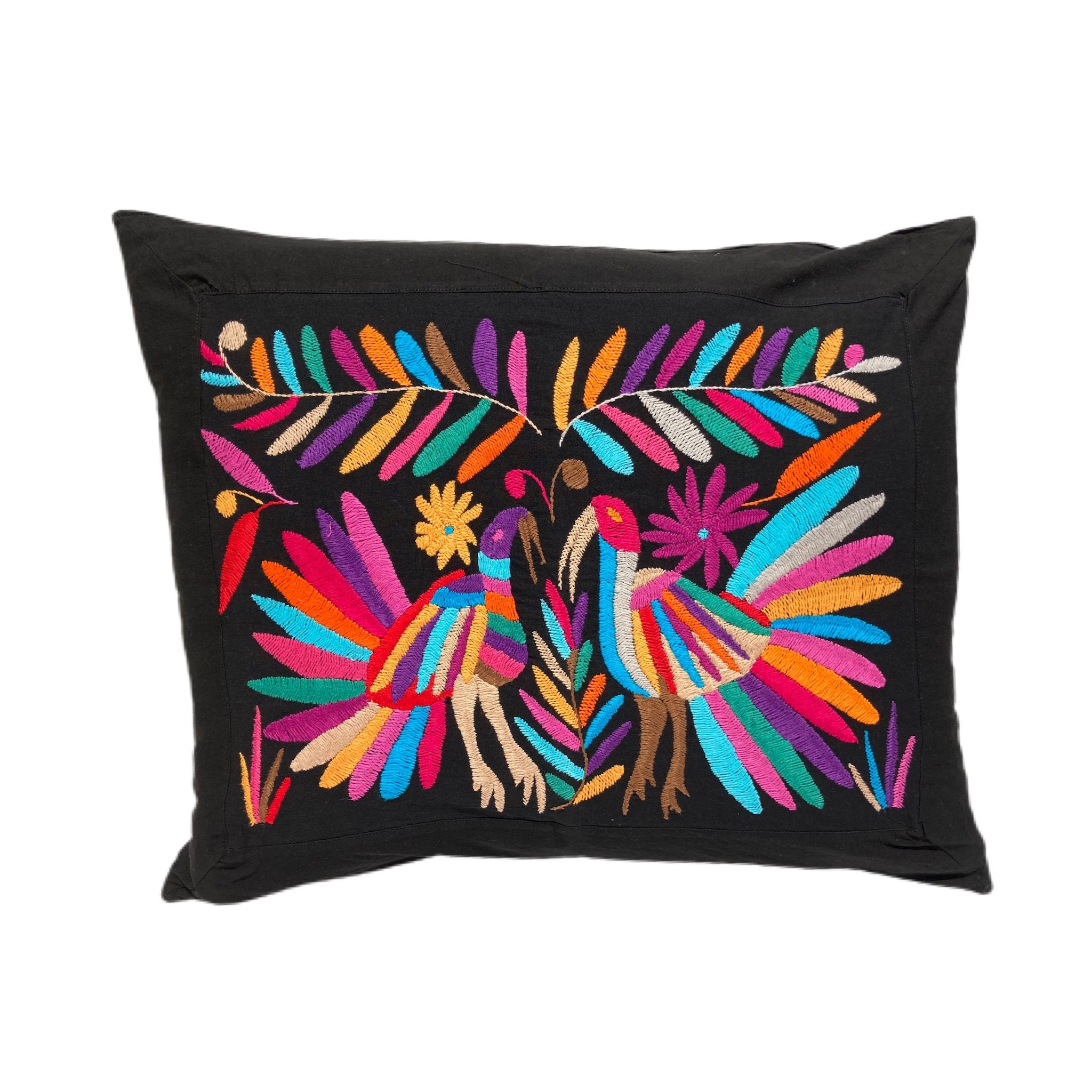 メキシコの伝統的なテナンゴ刺繍 クッションカバー クッションカバー メキシコの伝統的なテナンゴ刺繍