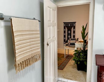 Jackfruit Fibre Handmade Natural Sri Lankan Loom | Bed Throw, Sarong | Traditional Handloom Weave | 100cm x 200cm (39" x 79")