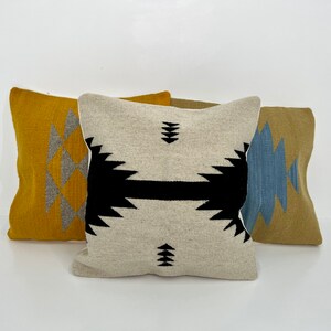 Funda de cojín decorativa mexicana tejida a mano en lana, 50 cm x 50 cm (20" x 20"), hecha en Oaxaca imagen 2